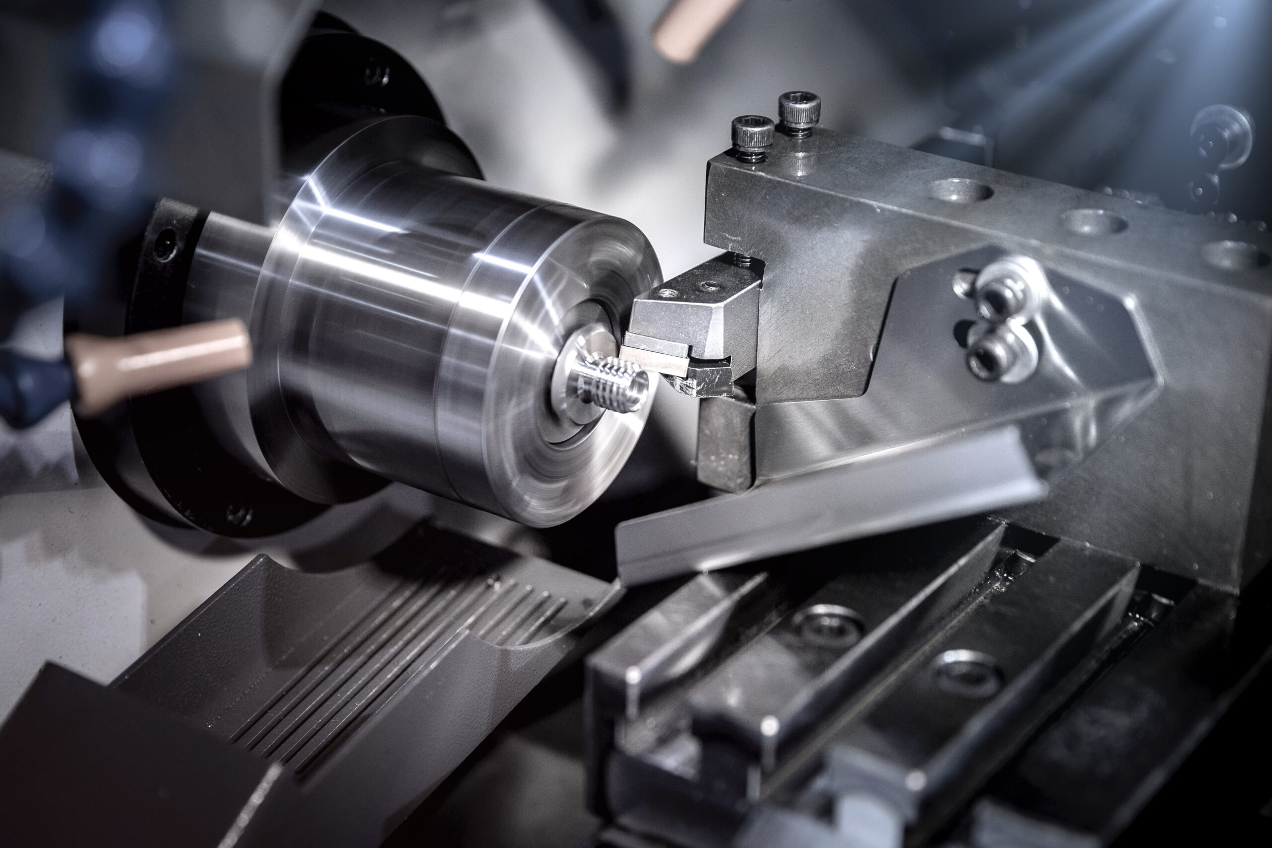 Cutting tool metal parts CNC lathe machine are working in modern